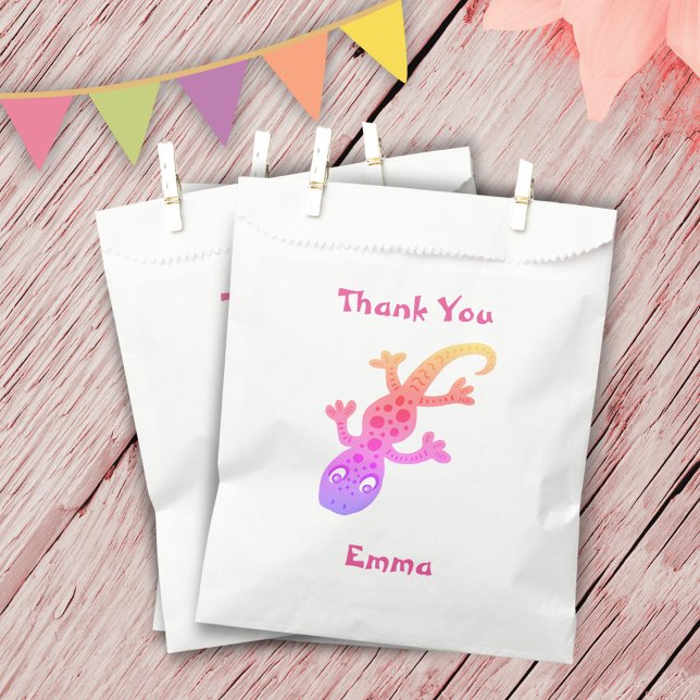 Cute Pink Gecko Lizard Girly Birthday Thank You Favor Bag (Creator Uploaded)