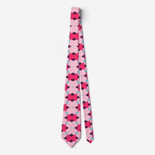 Cute Pink Geometric Pattern Neck Tie (Front)