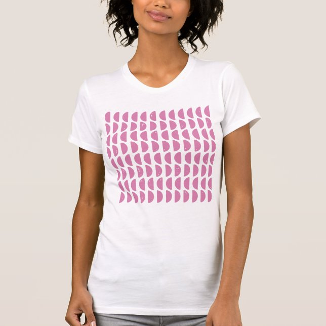 Cute Pink Geometric Shapes Block Print Pattern T-Shirt (Front)