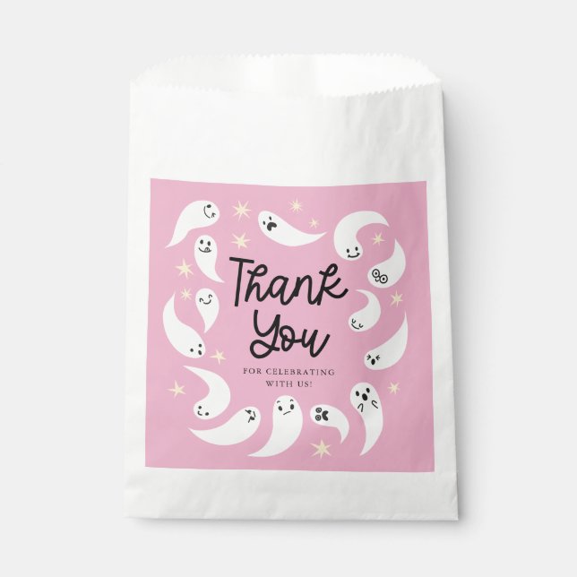 Cute Pink Ghost Baby Shower Favor Bag (Front)