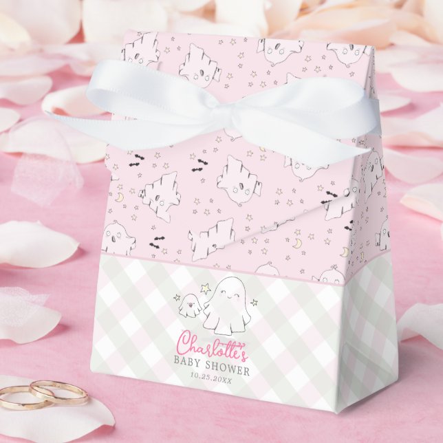 Cute Pink Ghost Baby Shower Favor Boxes (Wedding)