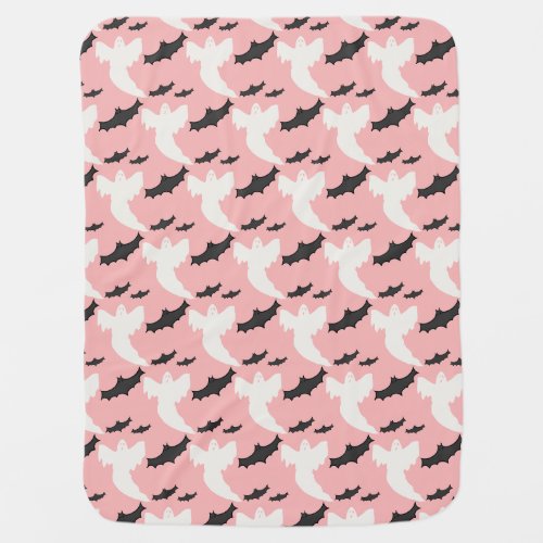 Cute Pink Ghost Bats Halloween little Baby Blanket