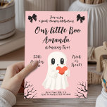 Cute Pink Ghost Birthday Spooky Boo Halloween Invitation<br><div class="desc">Charming pastel pink Halloween birthday card featuring a kawaii ghost holding a red heart,  decorated with bows,  bare tree branches,  and “Trick or Treat” details. Perfect for kids’ October celebrations,  fall birthdays,  and not-so-spooky Halloween parties. A sweet and playful design that combines festive fun with a cute ghost character.</div>