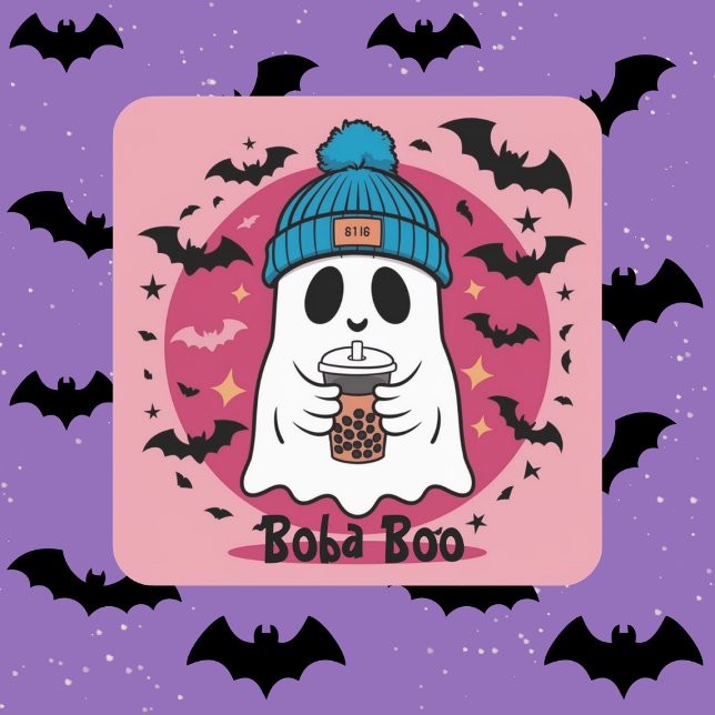 Cute pink Ghost Boba Boo Custom Sticker (Creator Uploaded)