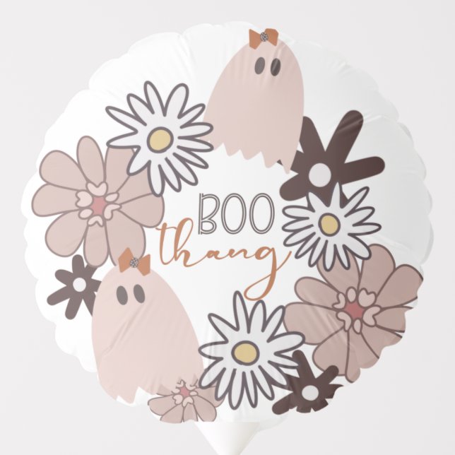 Cute Pink Ghost Halloween Boo Thang Balloon (Front)