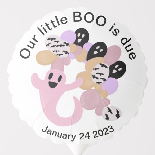 Cute Pink Ghost Little Boo Baby Shower Balloon