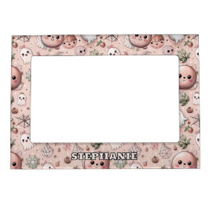 Cute Pink Ghost & Pastel Halloween Seamless Magnetic Frame