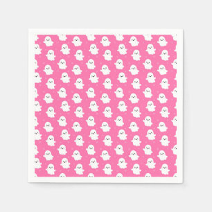 Cute Pink Ghost Pattern – Halloween Design Napkins