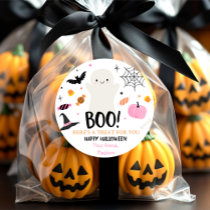 Cute Pink Ghost Pumpkin Halloween Treat Bag Classic Round Sticker