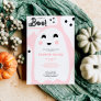 Cute pink ghosts Halloween boo baby shower Invitation