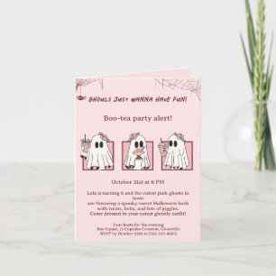 Cute Pink Ghosts Halloween Party Invitation Kawaii