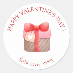 Cute Pink Gift Happy Valentine's Day Classic Round Sticker