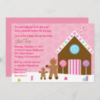 Cute Pink Gingerbread Baby Shower Invitation