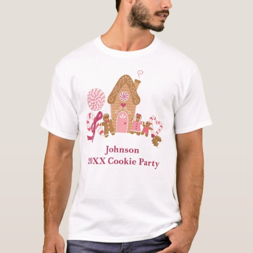 Cute Pink Gingerbread Candy Canes Mens T_shirt