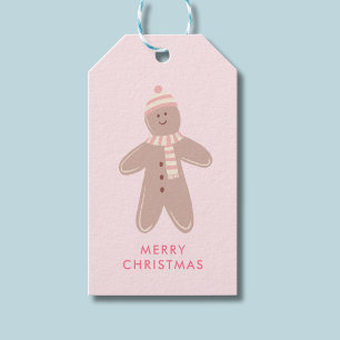 Cute pink Gingerbread First Christmas Gift Tags