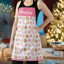 Cute Pink Gingerbread Pattern Personalized Baking