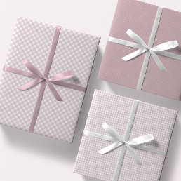 Cute pink gingham and dots simple classic baby wrapping paper sheets