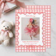 Cute Pink Gingham Baby Photo Birth