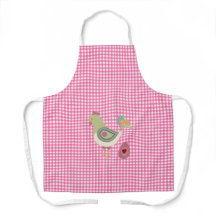 Cute Pink Gingham Chicken Apron