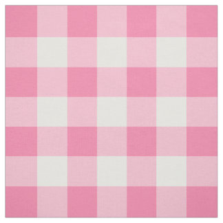 Cute Pink Gingham Pattern Personalized Fabric