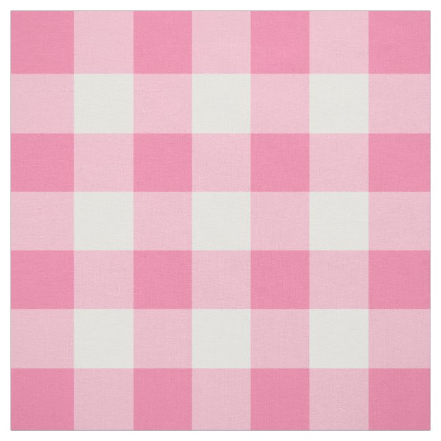 Cute Pink Gingham Pattern Personalized Fabric (Swatch)