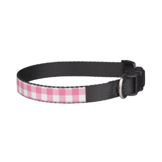 Cute Pink Gingham Pattern Pet Collar