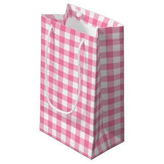 Cute Pink Gingham Pattern Small Gift Bag