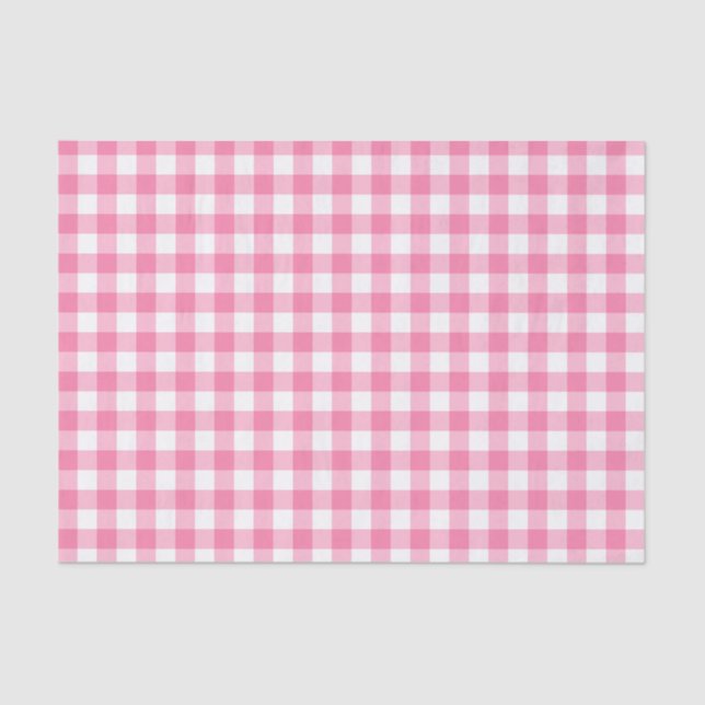 Cute Pink Gingham Pattern Tissue Paper (Front)
