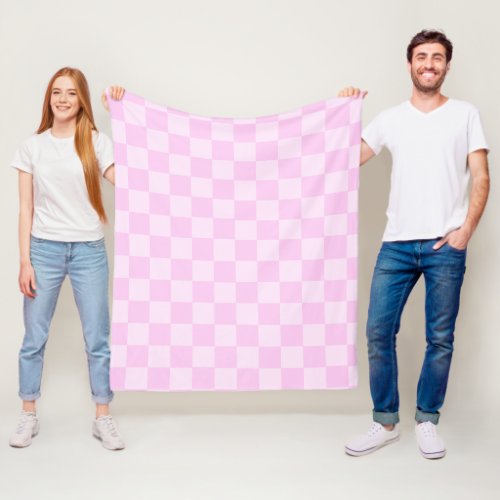 Cute Pink Gingham Plaid Picnic Blanket