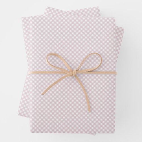 Cute pink gingham simple classic checks baby wrapping paper sheets