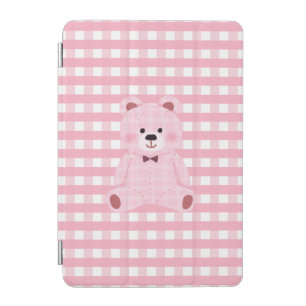 Cute Pink Gingham Teddy Bear iPad Cover