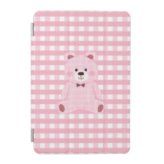 Cute Pink Gingham Teddy Bear iPad Cover
