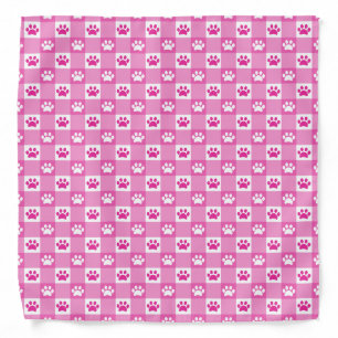 Cute Pink Gingham with Paw Prints Bandana