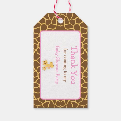 Cute Pink Giraffe Thank You Gift Tag