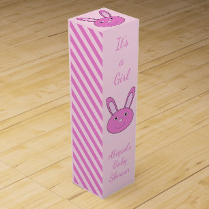Cute Pink Girl Baby Bunny Face Spring Easter Wine Box