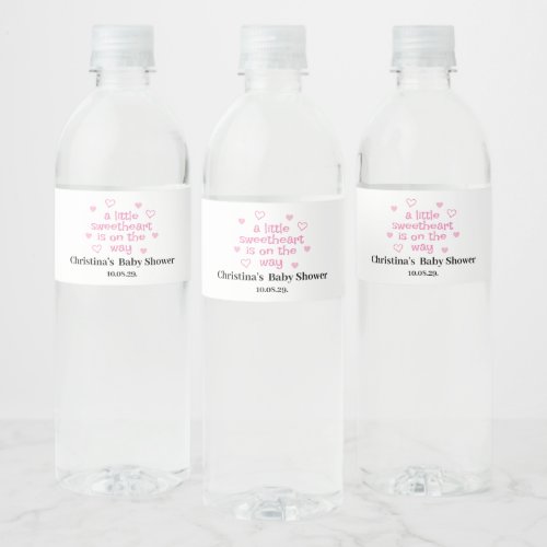 Cute Pink Girl Baby Shower Water Bottle Label
