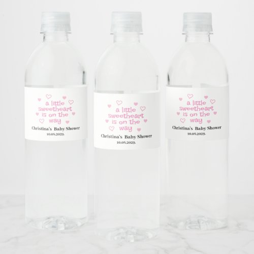 Cute Pink Girl Baby Shower Water Bottle Label