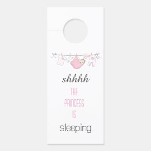 Cute Pink Girl Baby Sleeping Clothesline  Door Hanger