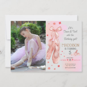 Cute Pink girl birthday ballet party Invitation