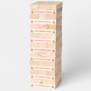 Cute Pink Girl Birthday Cake Topple Tower