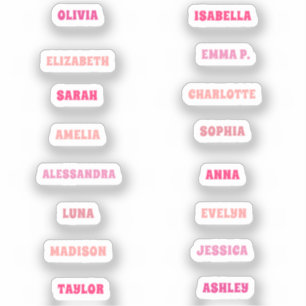 Cute Pink Girl Custom 16 Names Set Extra Tiny Sticker