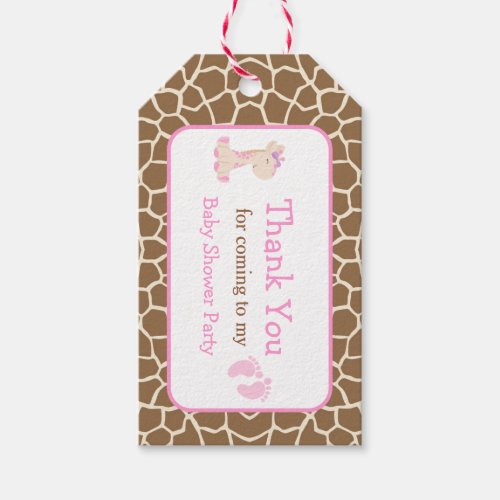 Cute Pink Girl Giraffe Thank You Gift Tag