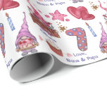 Cute Pink Girl Gnome Seven Year Old Birthday Wrapping Paper<br><div class="desc">This Happy Birthday gift wrap paper is specifically designed for a little girl who is turning 7. It features a cute pattern of pink and lavender gnomes. One is holding a "Happy Birthday" sign and the other holds a birthday cake. The number "7" is between them, along with pink and...</div>