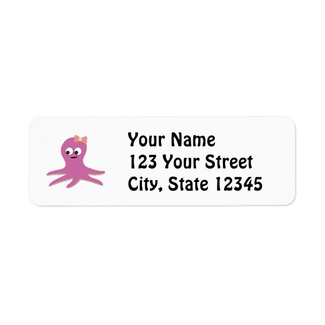 Cute pink girl Octopus Label (Front)