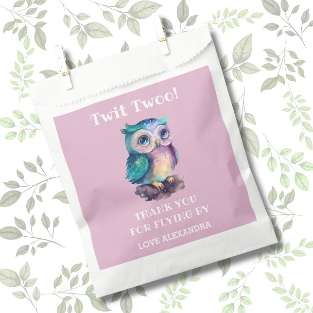 Cute Pink Girl Owl Birthday Thank You Favor Bag (Creator Uploaded)
