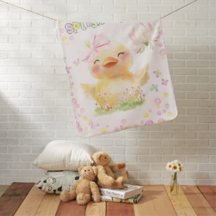 Cute Pink Girl Rubber Duck Baby Blanket