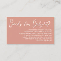 Cute Pink Girls Baby Shower Books Request  Enclosure Card