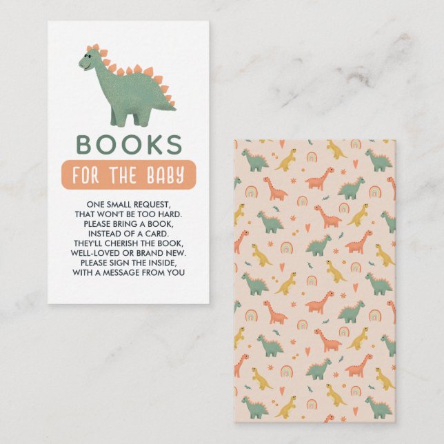 Cute Pink Girls Dinosaur Books For Baby Enclosure Card (Front/Back)