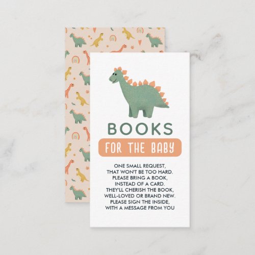 Cute Pink Girls Dinosaur Books For Baby Enclosure Card