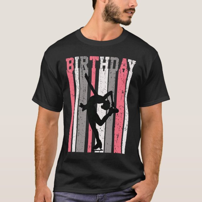 Cute Pink Girls Ice Skating Birthday Ice Skates Da T-Shirt (Front)